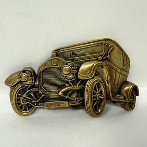 Vintage 1978 Baron Buckle Solid Brass Antique Car Belt Buckle Heavy